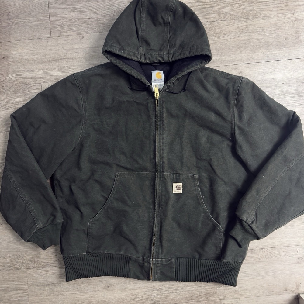 Carhartt Men's Active Jacket Quilt Lined J130 MOS Moss Green Medium Vintage